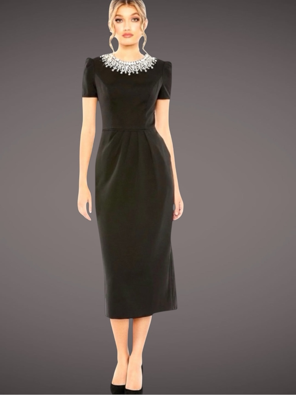Mac Duggal Rhinestone Neckline Sheath Formal Gown Dress #49606